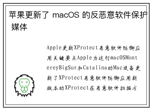 苹果更新了 macOS 的反恶意软件保护 媒体